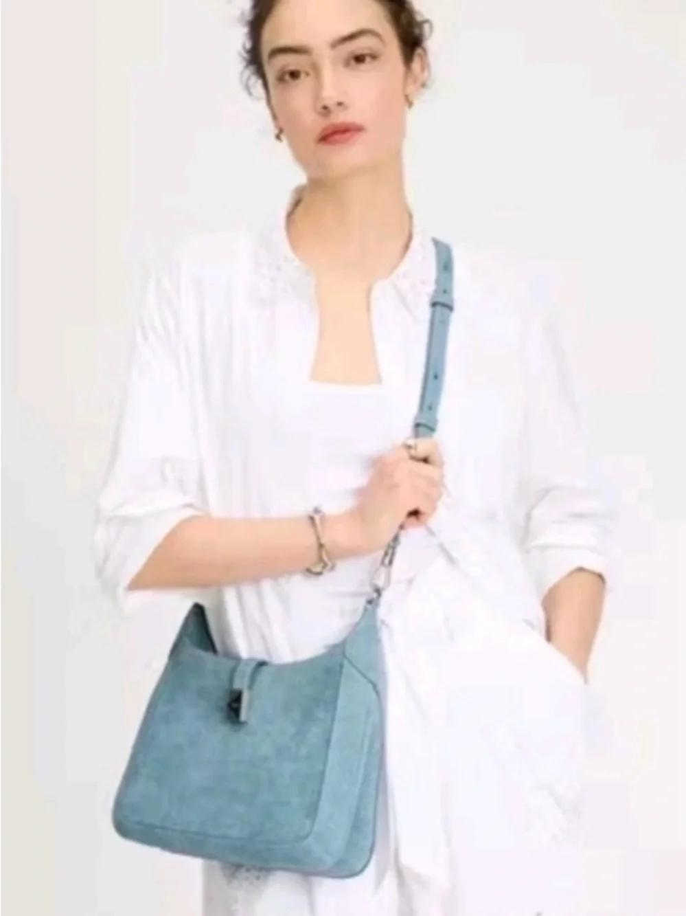 Kate Spade New York Deco Denim Suede Hobo Crossbody NWT